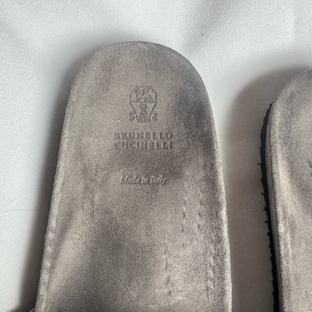 Brunello Cucinelli Charcoal Slide Sandals - Picture 3 of 6